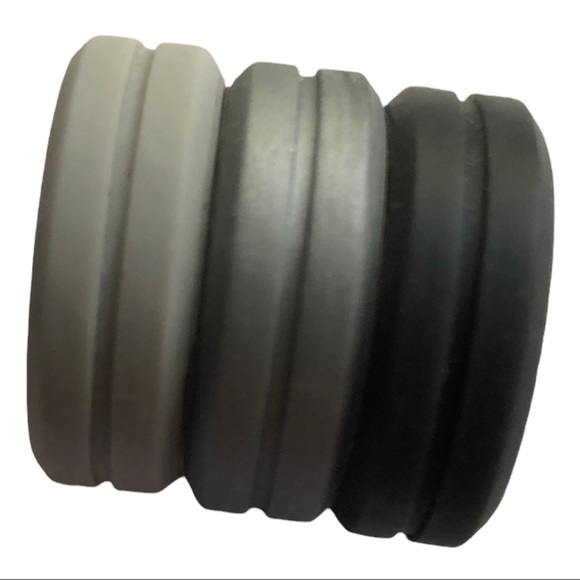 NEW 3 Silicone Rings Wedding Bands Size 11 NEW Gray Silver Charcoal Roqaction - Picture 3 of 9